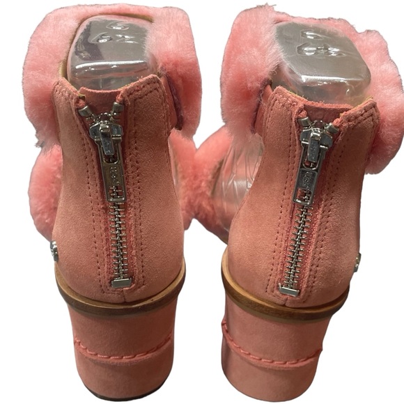 NWT UGG Del Rey Fluff Heel light pink chunky heeled sandals w/fur accent / 6 - Picture 12 of 15